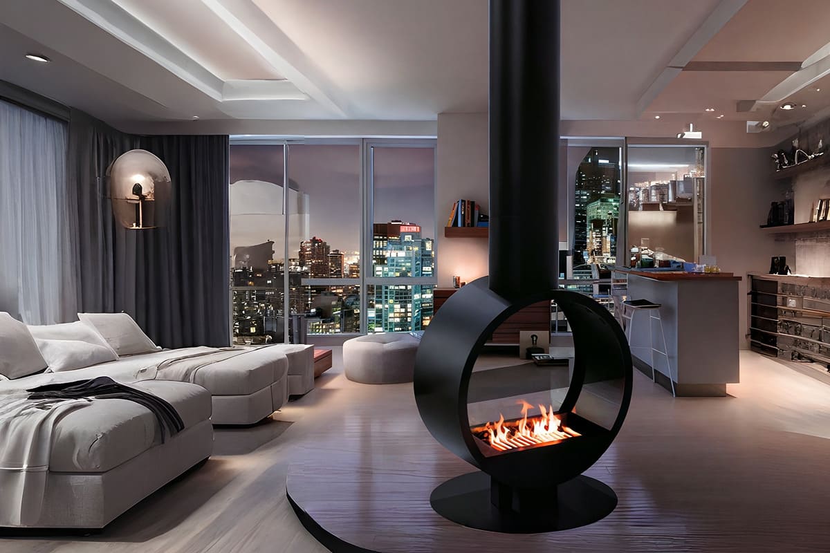 Камин дровяной центральный островной AVES 2 Модель НЕАПОЛЬ