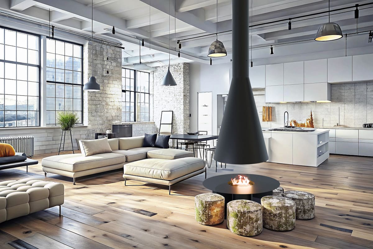 Камин дровяной центральный островной подвесной AVES 4 Модель МИЛАН