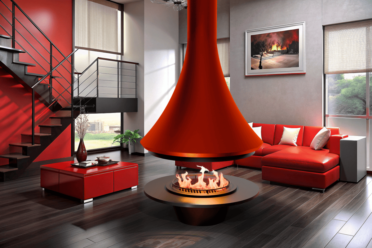 Камин дровяной центральный AVES 11 Модель ВЕНЕЦИЯ лакированный по RAL открытый