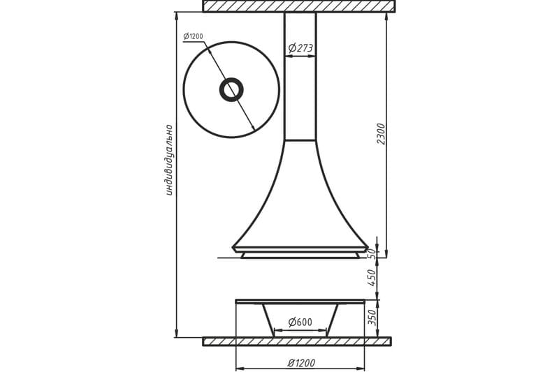 Камин дровяной центральный AVES 11 Модель ВЕНЕЦИЯ лакированный по RAL открытый