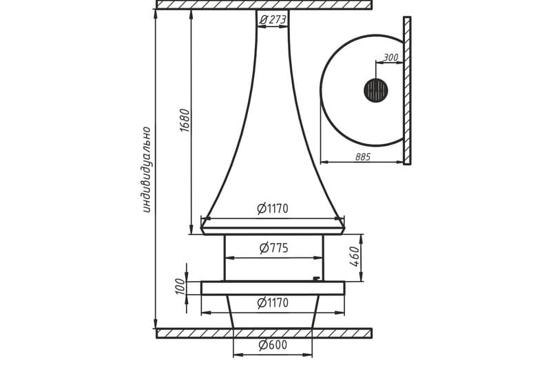 Камин дровяной пристенный AVES 12 Модель ВЕНЕЦИЯ закрытая со стеклом