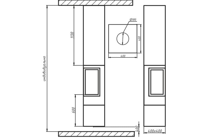 Камин дровяной центральный AVES 14 Модель БЕРГАМО