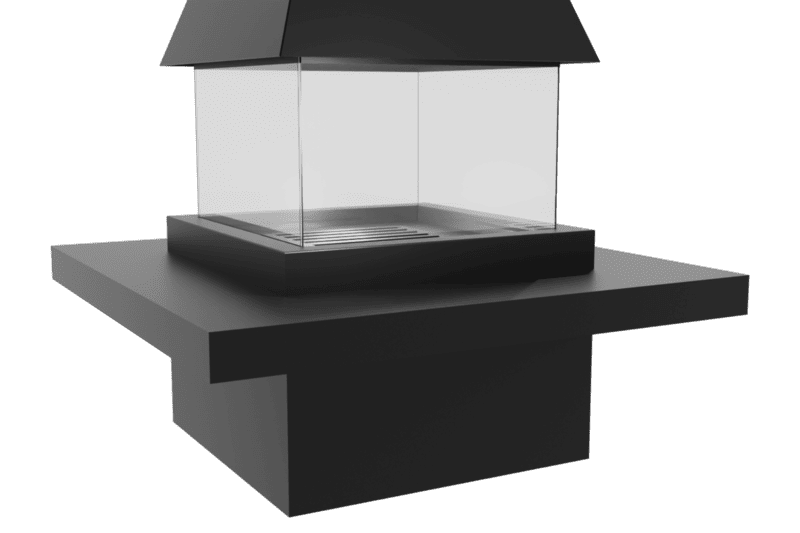 Камин центральный AVES 17 Модель СИЦИЛИЯ с электроприводом стекол опускающихся в базу