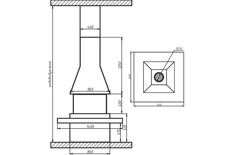 Камин центральный AVES 17 Модель СИЦИЛИЯ с электроприводом стекол опускающихся в базу