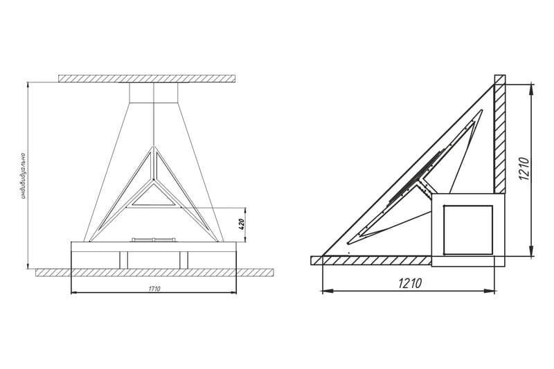 Камин дровяной угловой AVES 19 Модель БАРИ