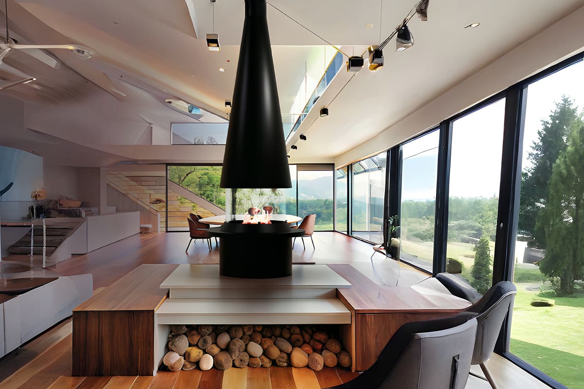 Камин дровяной центральный AVES 23 Модель КАПРИ