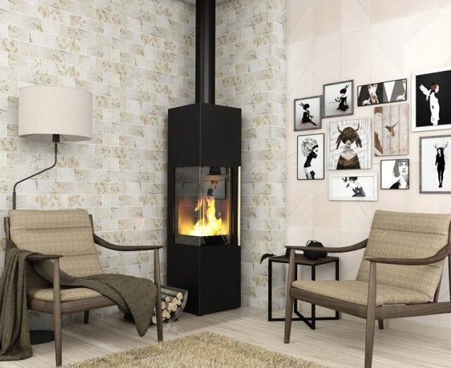 Печь-камин EMBER Стеван 700 XL Black (чёрная)