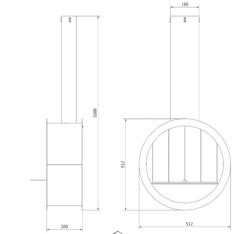 Биокамин подвесной Kratki Orbio TUV