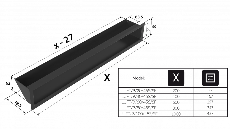 Люфт стальная 9x80