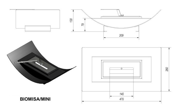 Биокамин Kratki MISA MINI, TUV, черный