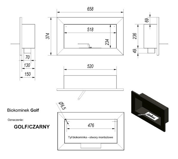 Биокамин Kratki GOLF ZEBRA