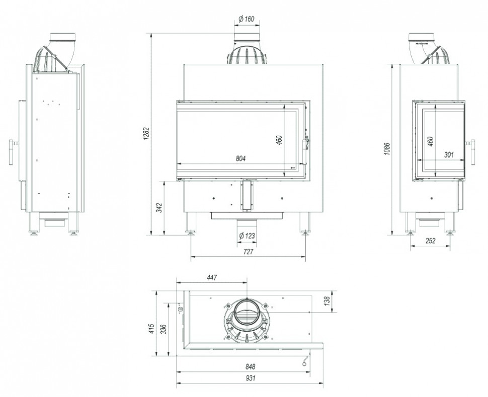 Топка Kratki Pro LUCY/14/SLIM/L/BS угловое стекло слева