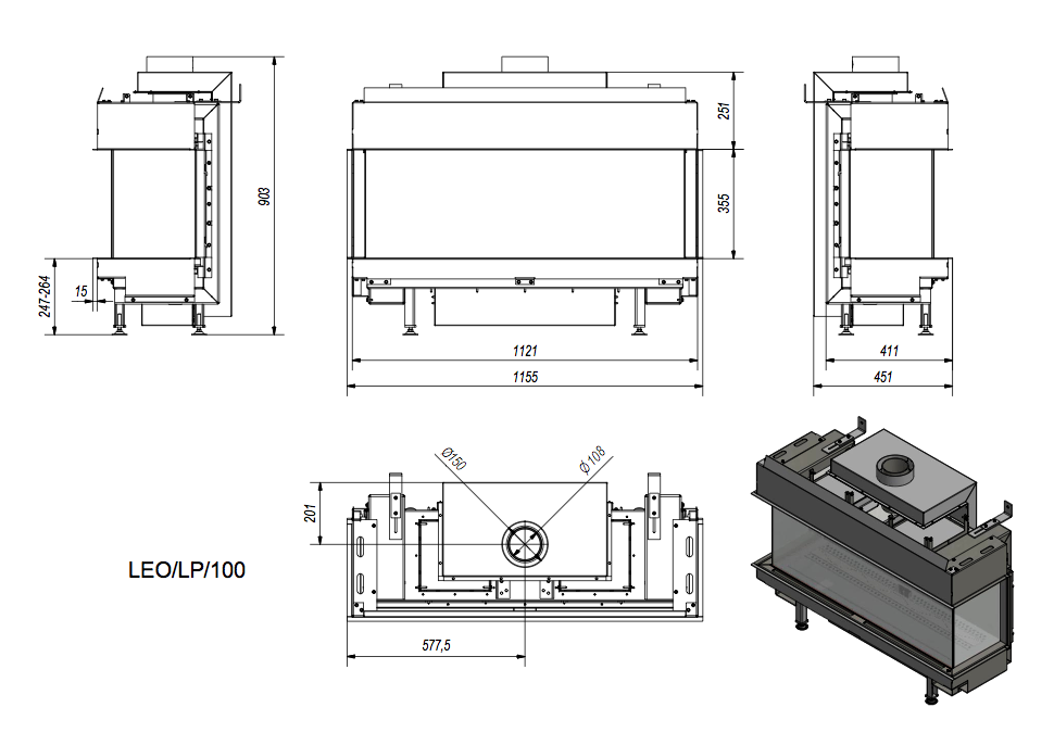 Газовая топка LEO/LP/100/G31/37MBAR (баллонный газ)