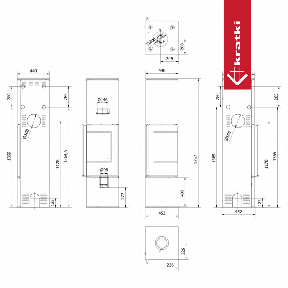 Печь Kratki PRO REN/L/P