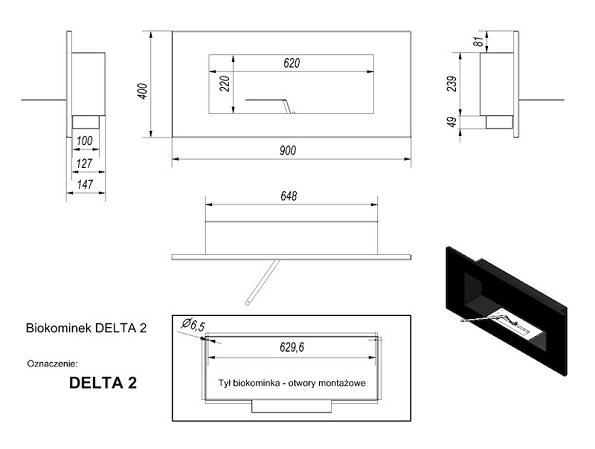 Биокамин DELTA 2 TUV HORIZONTAL(400*900)