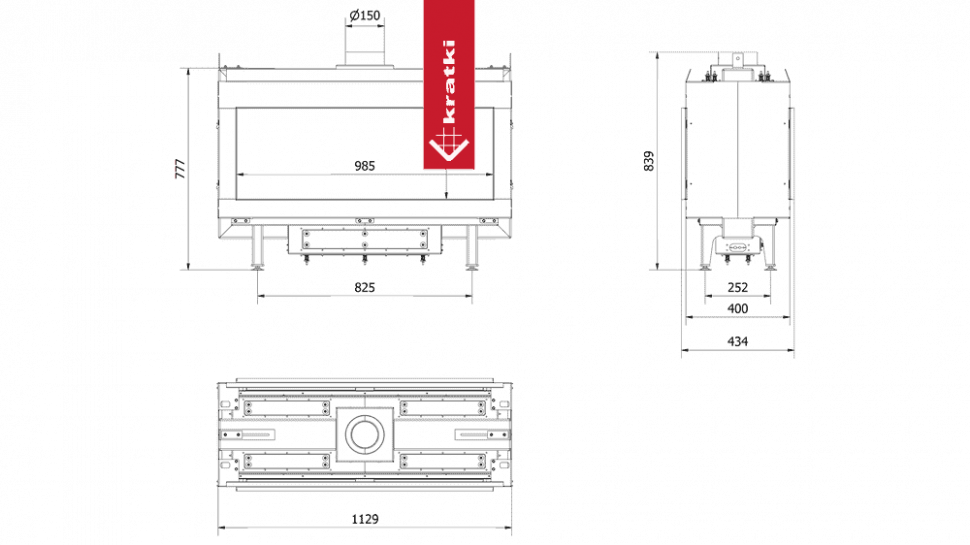 Топка газовая Kratki PRO LEO/100/TUNEL/G31/37MBAR (баллон)