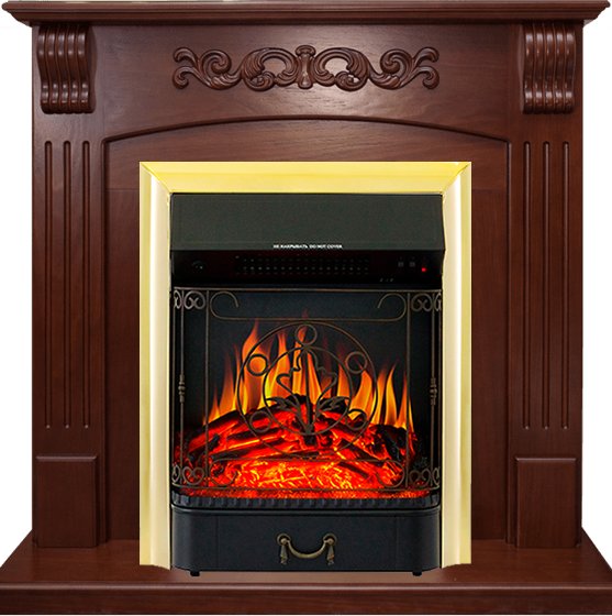 Каминокомплект Sorrento угловой - Орех с очагом Majestic FX Brass Каминокомплект Sorrento угловой - Орех с очагом Majestic FX Brass