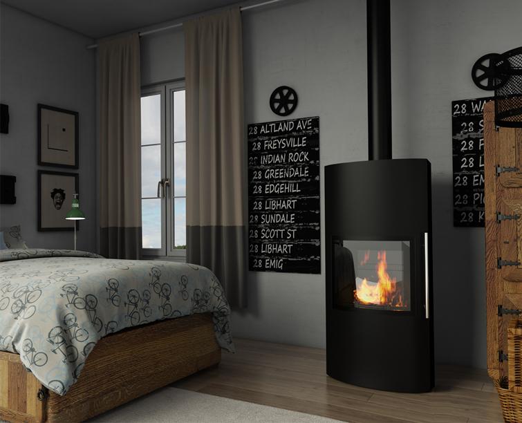 Печь-камин EMBER Гордана 480 L black (чёрная)