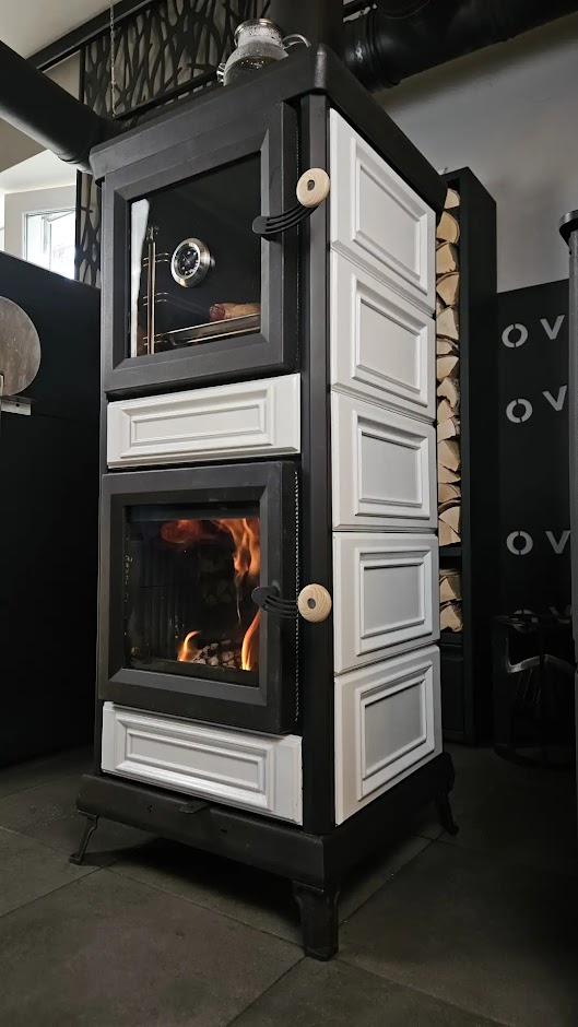 Печь-камин Astov (Астов) Майолика с духовкой Красная