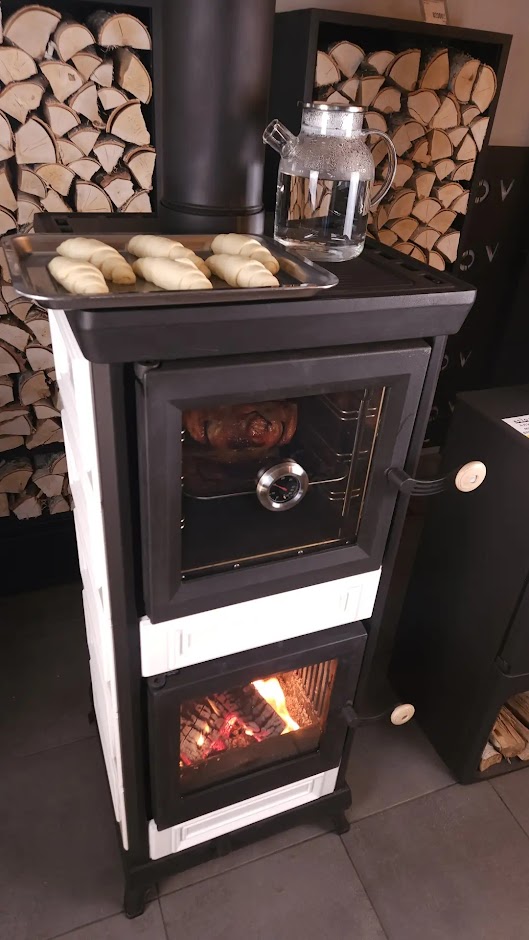 Печь-камин Astov (Астов) Майолика с духовкой Красная