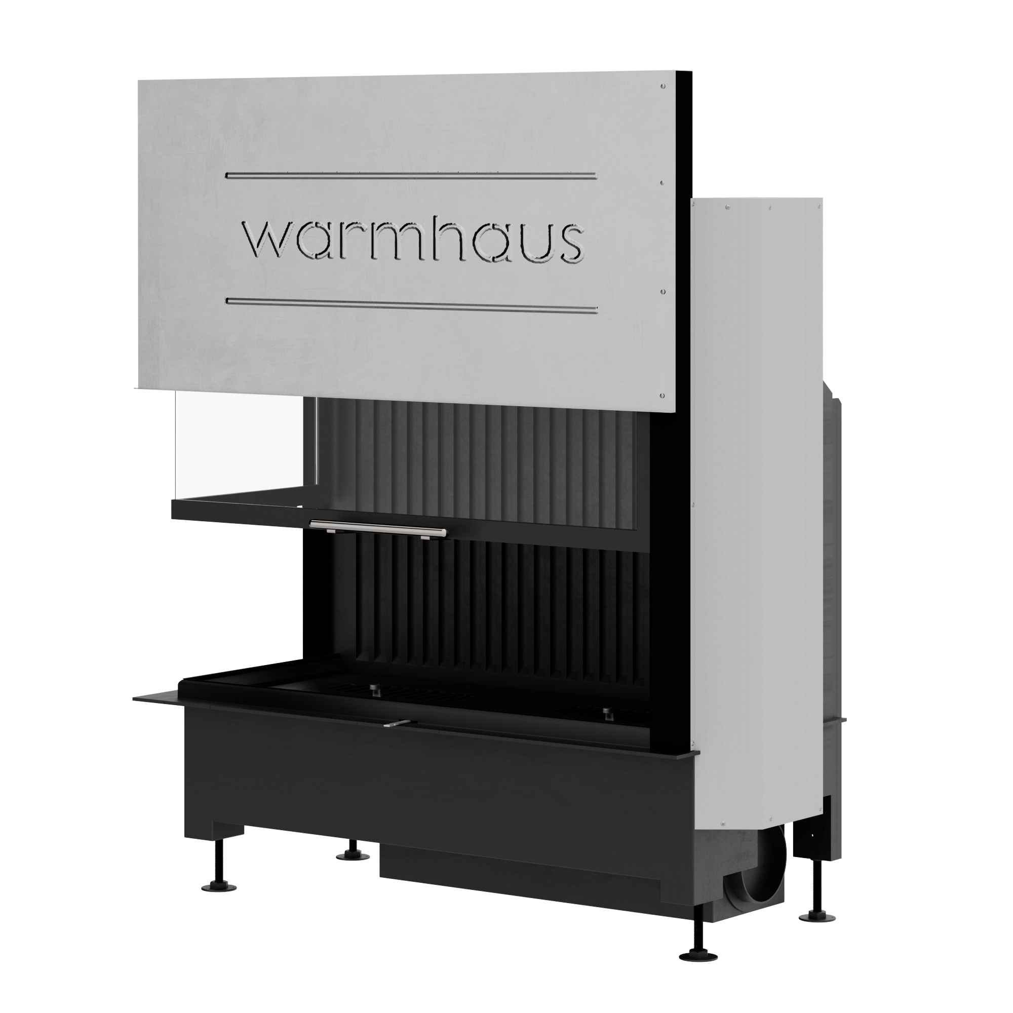 Каминная топка Warmhaus (Вармхаус) KANT L (стекло слева) 100/57h с 3D-панелями