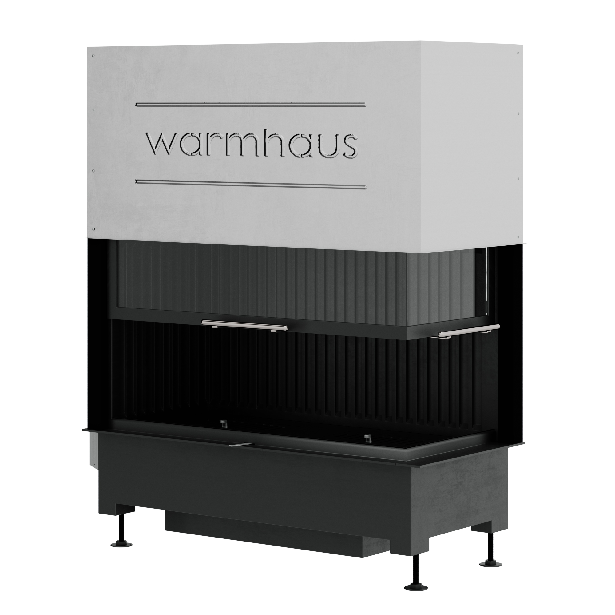 Каминная топка Warmhaus (Вармхаус) KANT R (стекло справа) 100/57h с 3D-панелями