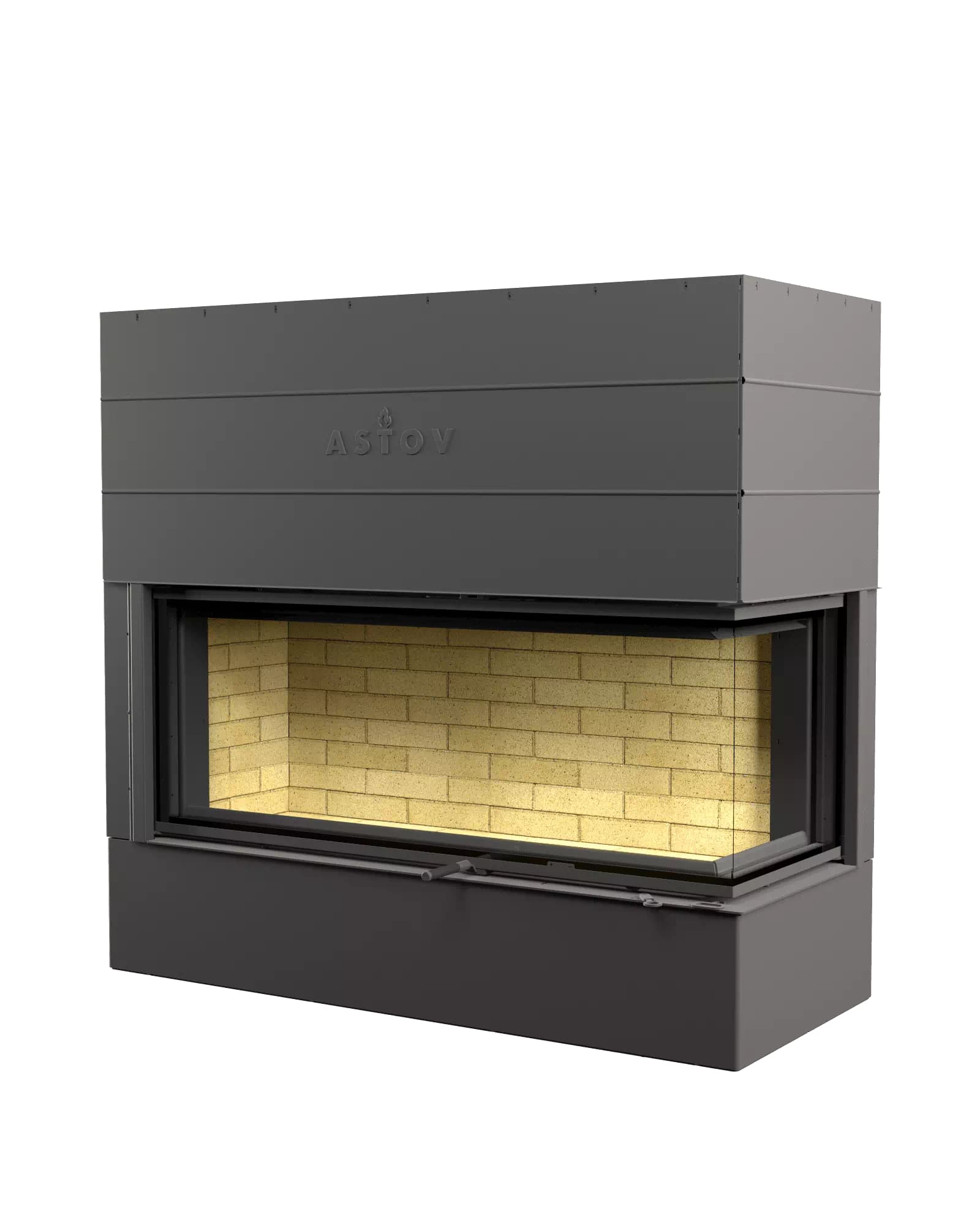 Каминная топка ASTOV П2С 14057 R стекло справа футеровка Тёмная керамика Каминная топка ASTOV П2С 14057 R стекло справа футеровка Тёмная керамика