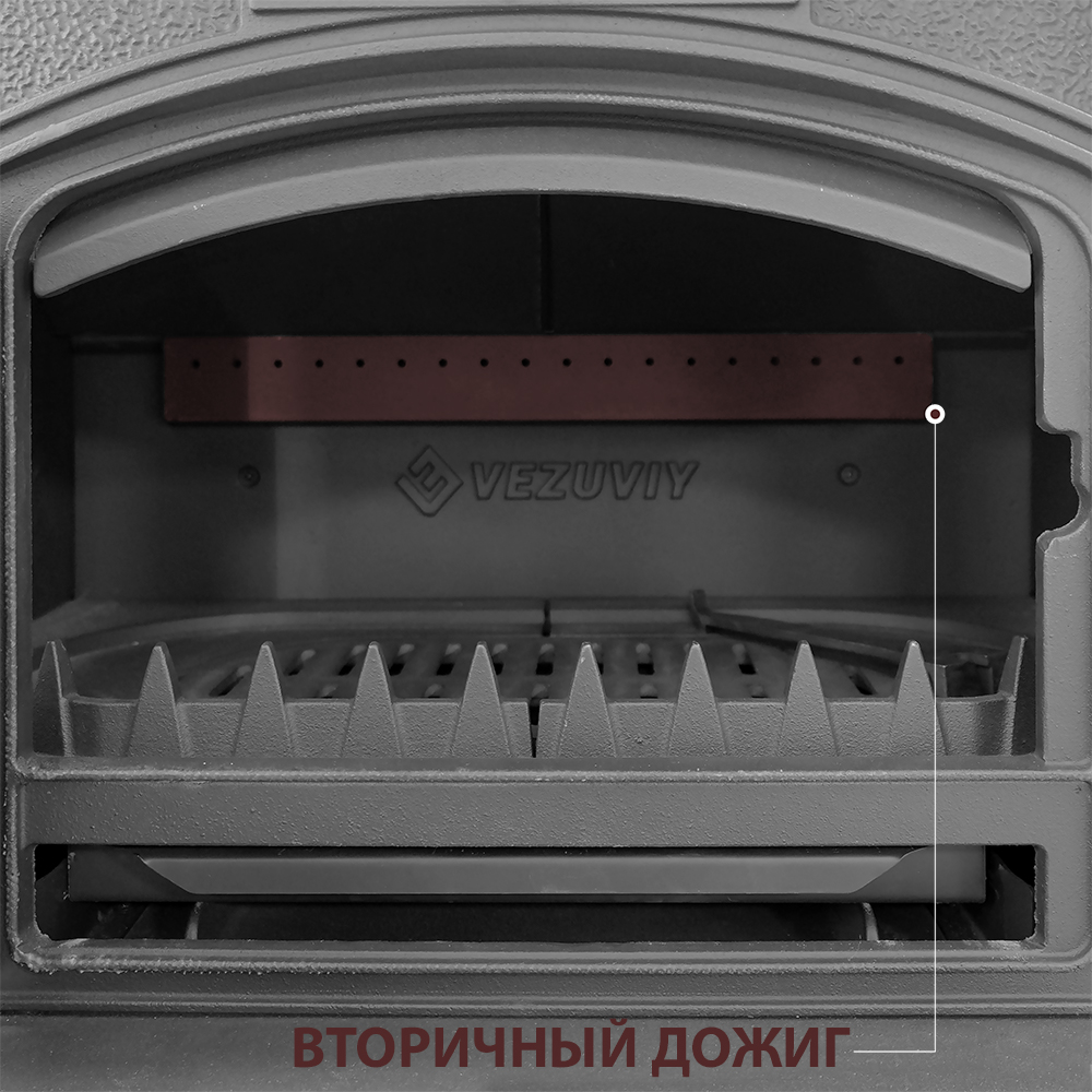 Печь-камин Везувий KZ-14P "Антрацит" c дополнительным боковым остеклением Печь-камин Везувий KZ-14P "Антрацит" c дополнительным боковым остеклением