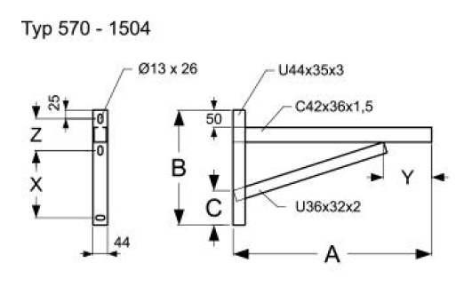 Опорная консоль 570 мм Schiedel PERMETER 25 чёрный