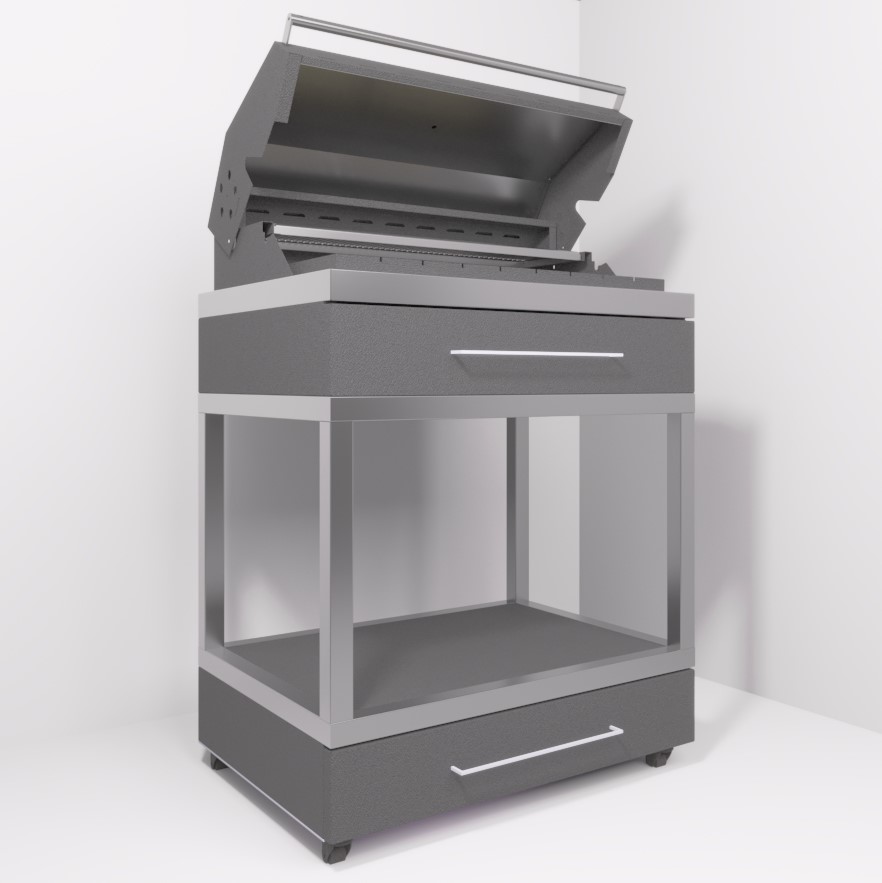 Мобильный модуль с угольным грилем