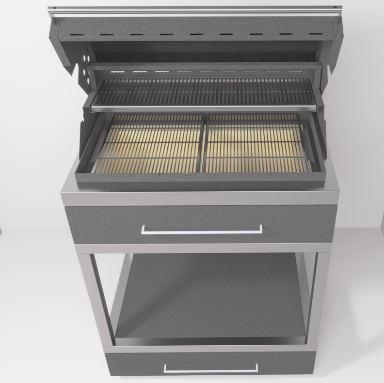 Мобильный модуль с угольным грилем