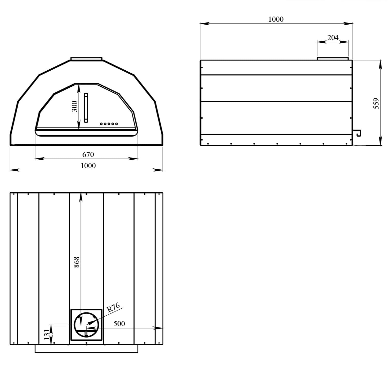 Пицца печь 1000 мм (Русская печь) без дровника