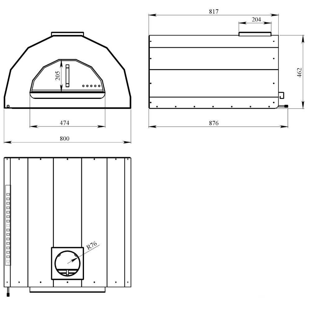 Пицца печь 800 мм (Русская печь) пиццерия без дровника