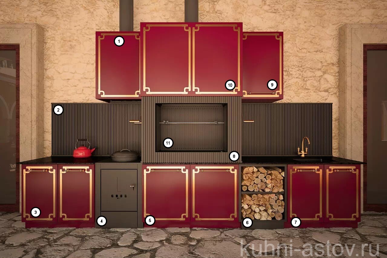 Линейная кухня Garnet