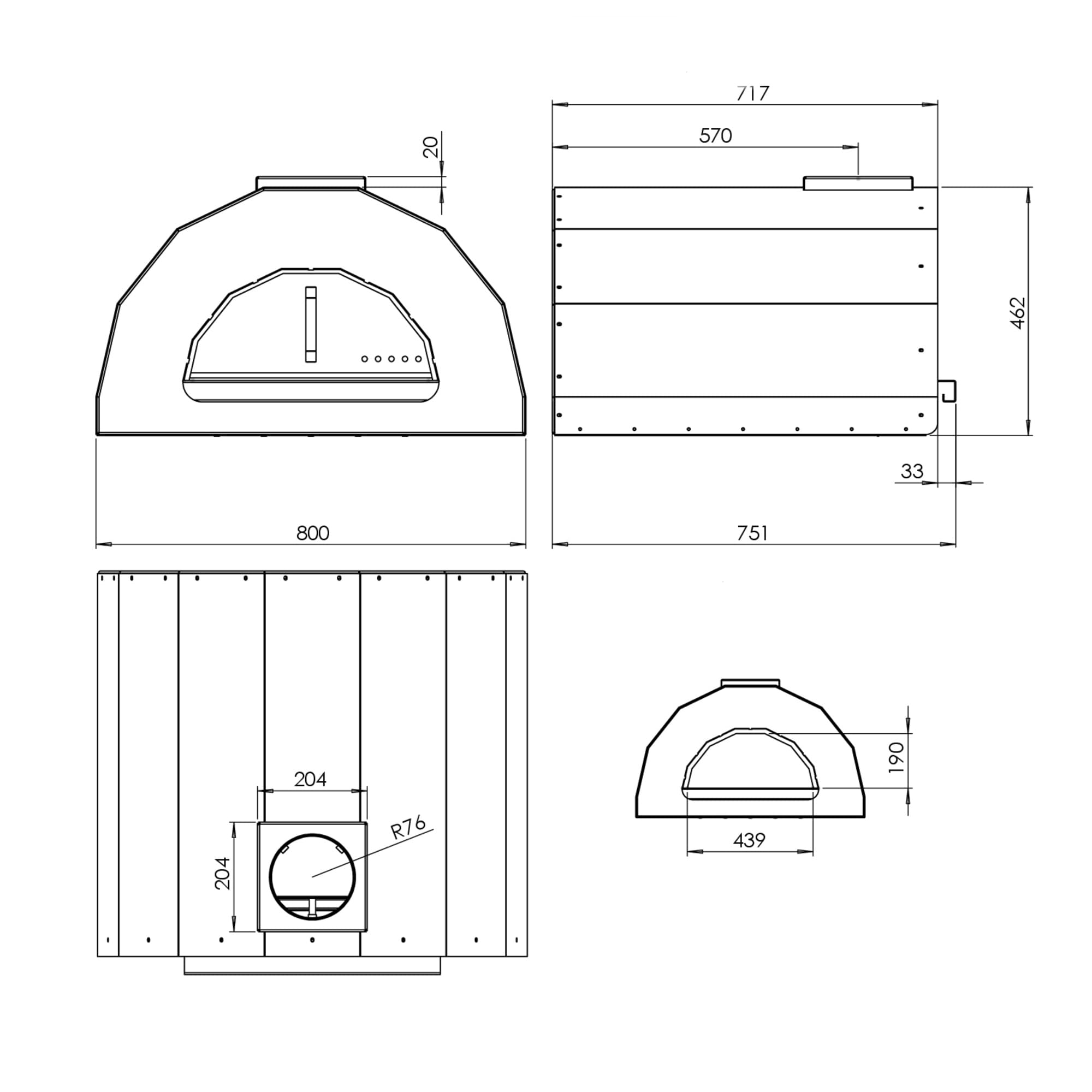Пицца печь 800х700 мм (Русская печь) с дровником