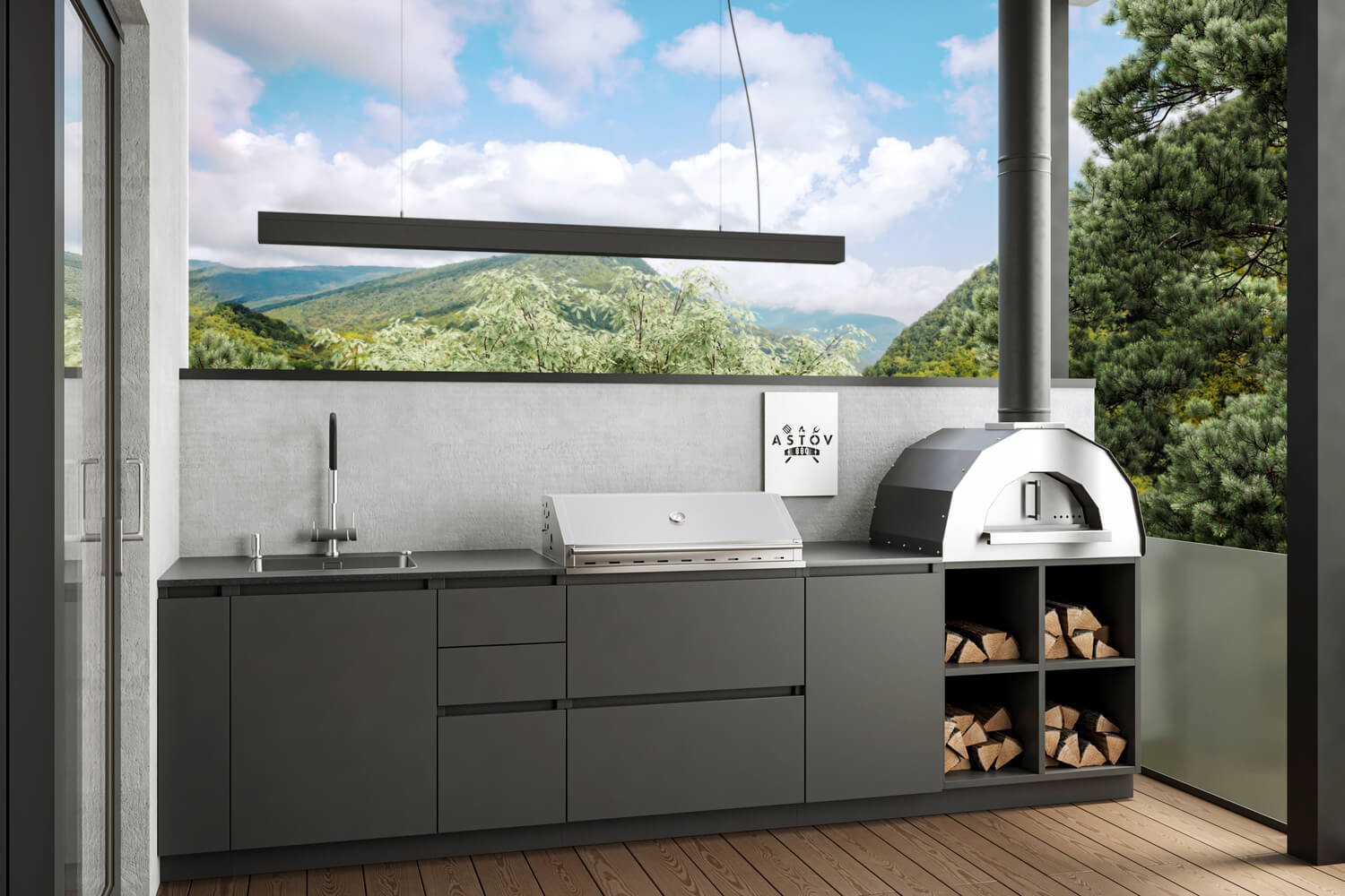 Кухня Astov BBQ № 4 (ширина 3300 мм)