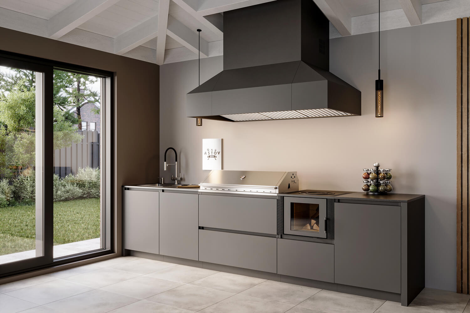 Кухня Astov BBQ № 5 (ширина 3500 мм)