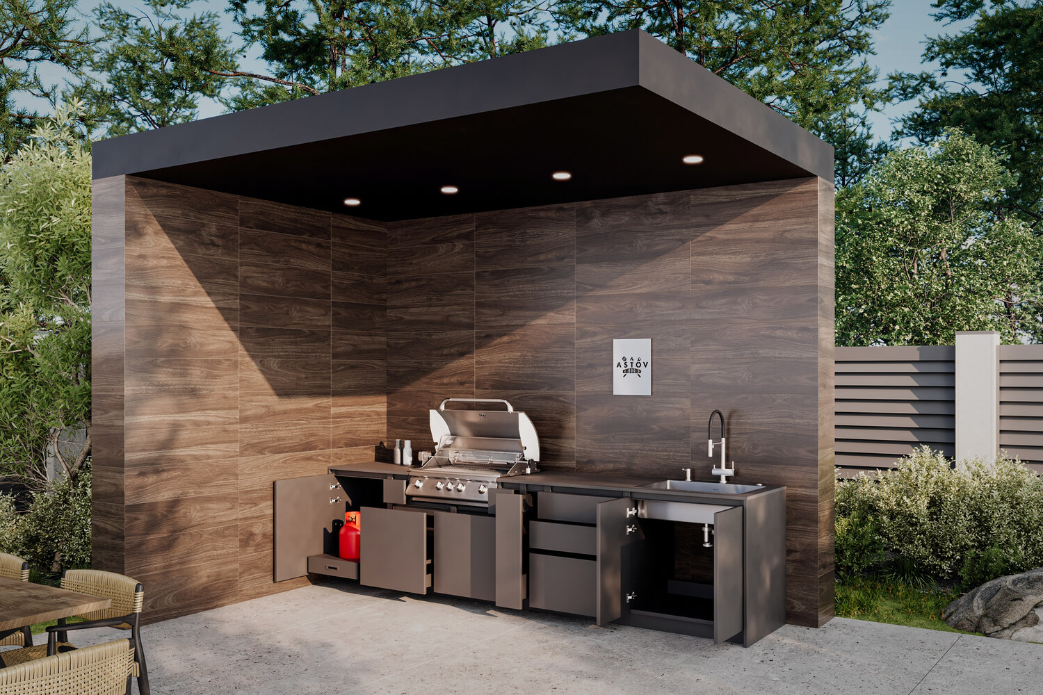 Кухня Astov BBQ № 2 (ширина 3440 мм)