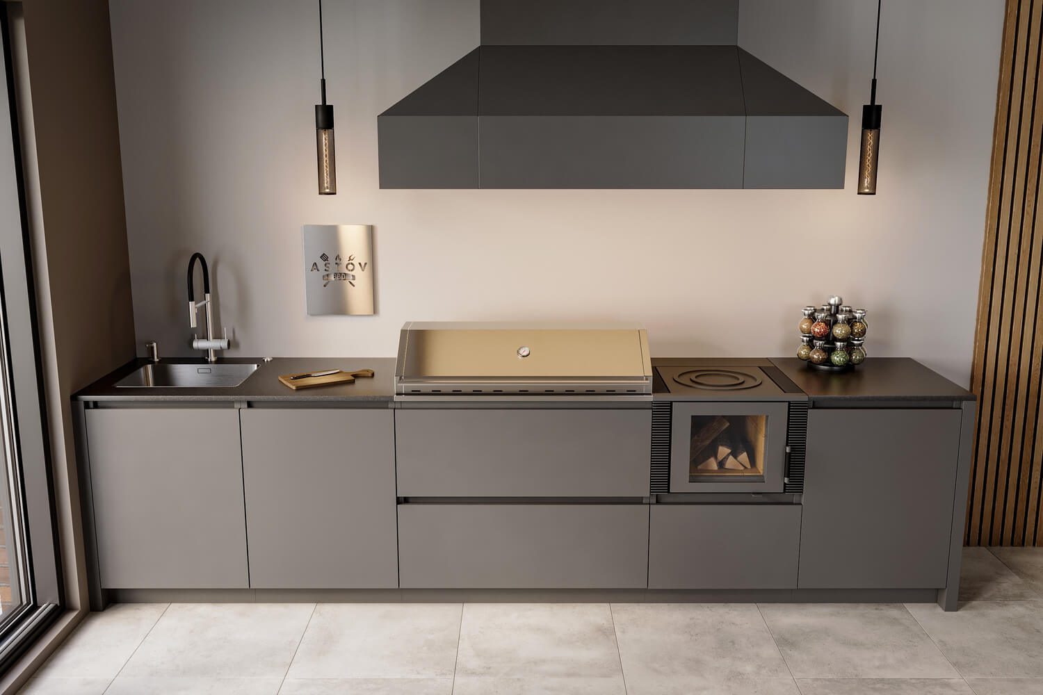 Кухня Astov BBQ № 5 (ширина 3500 мм)