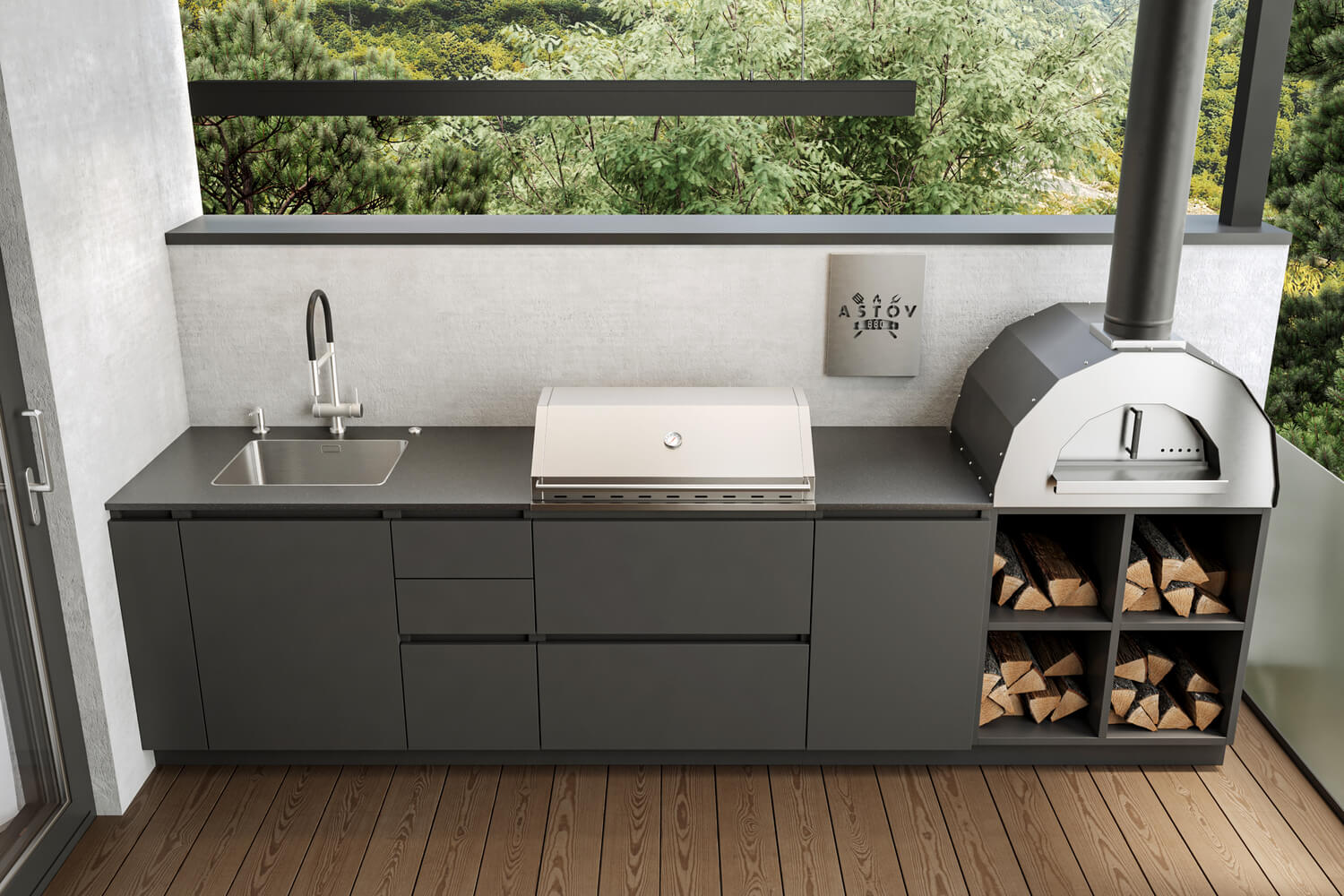 Кухня Astov BBQ № 4 (ширина 3300 мм)