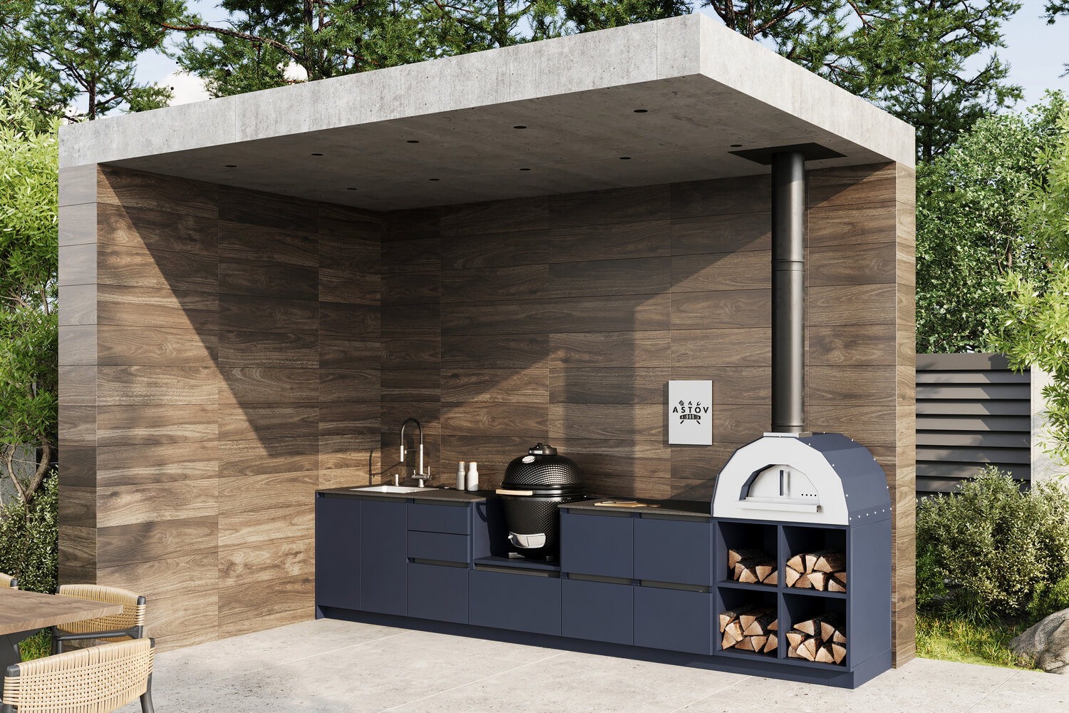 Кухня Astov BBQ № 14 (ширина 3800 мм)