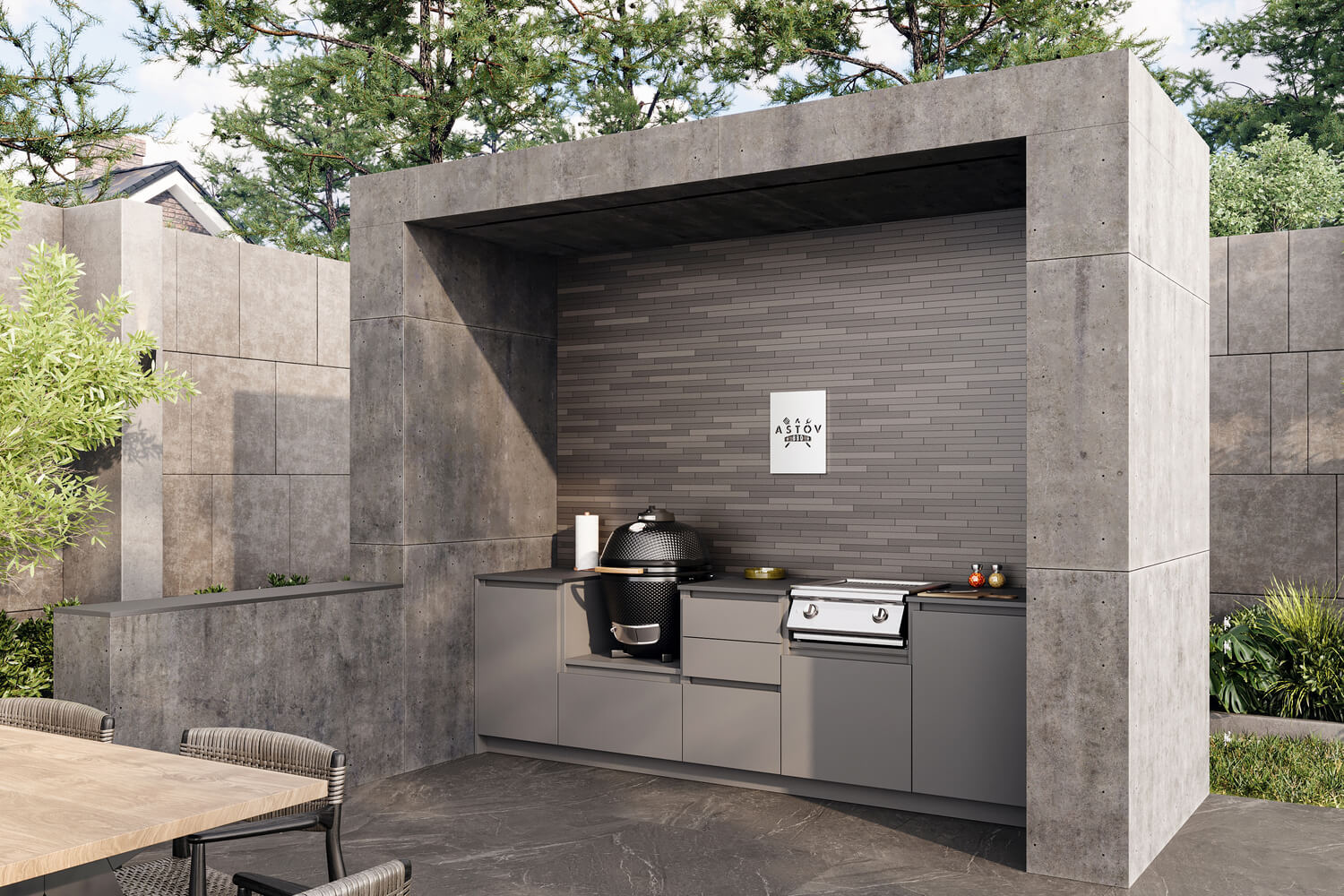 Кухня Astov BBQ № 17 (ширина 2840 мм)