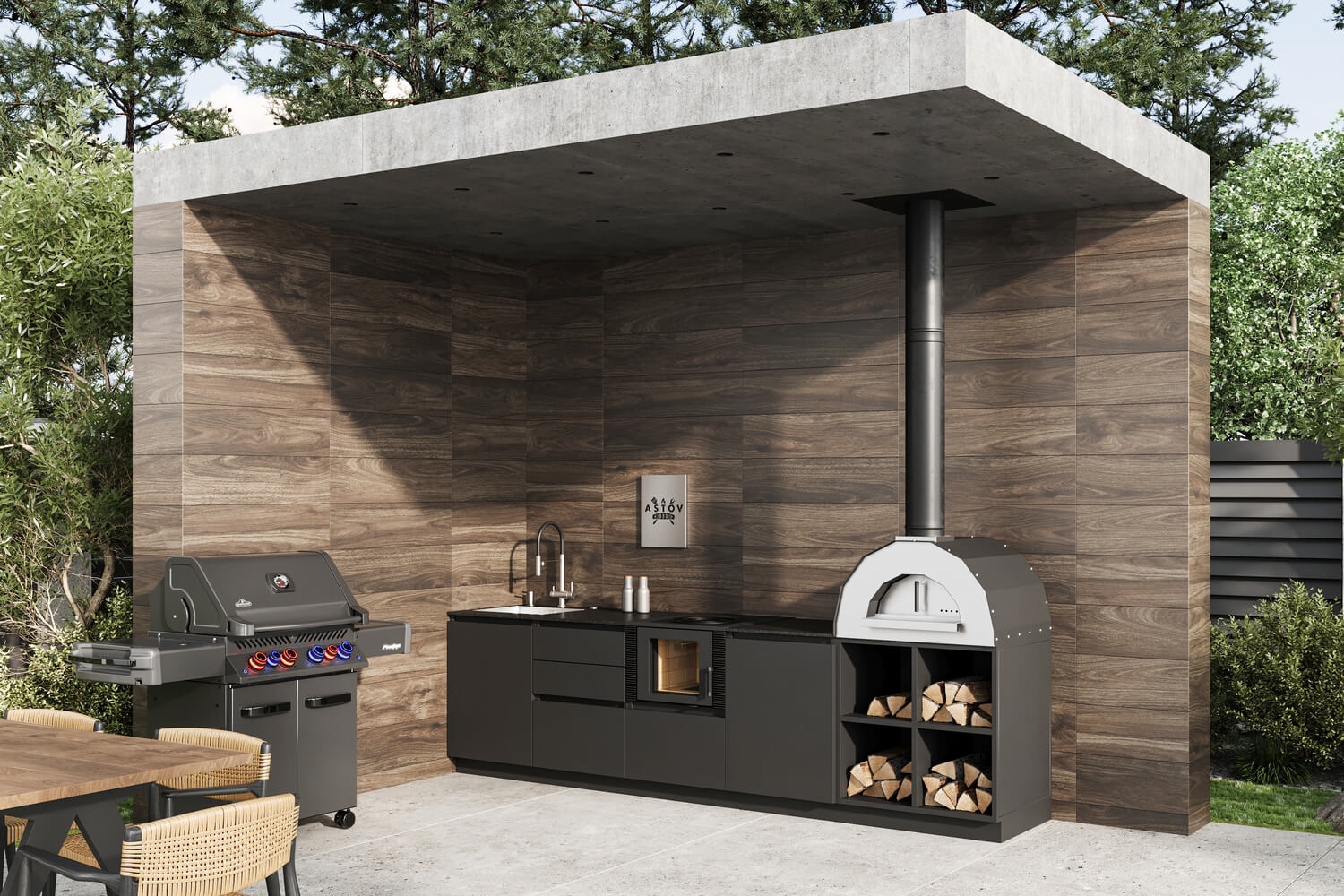 Кухня Astov BBQ № 20 (ширина 3200 мм)