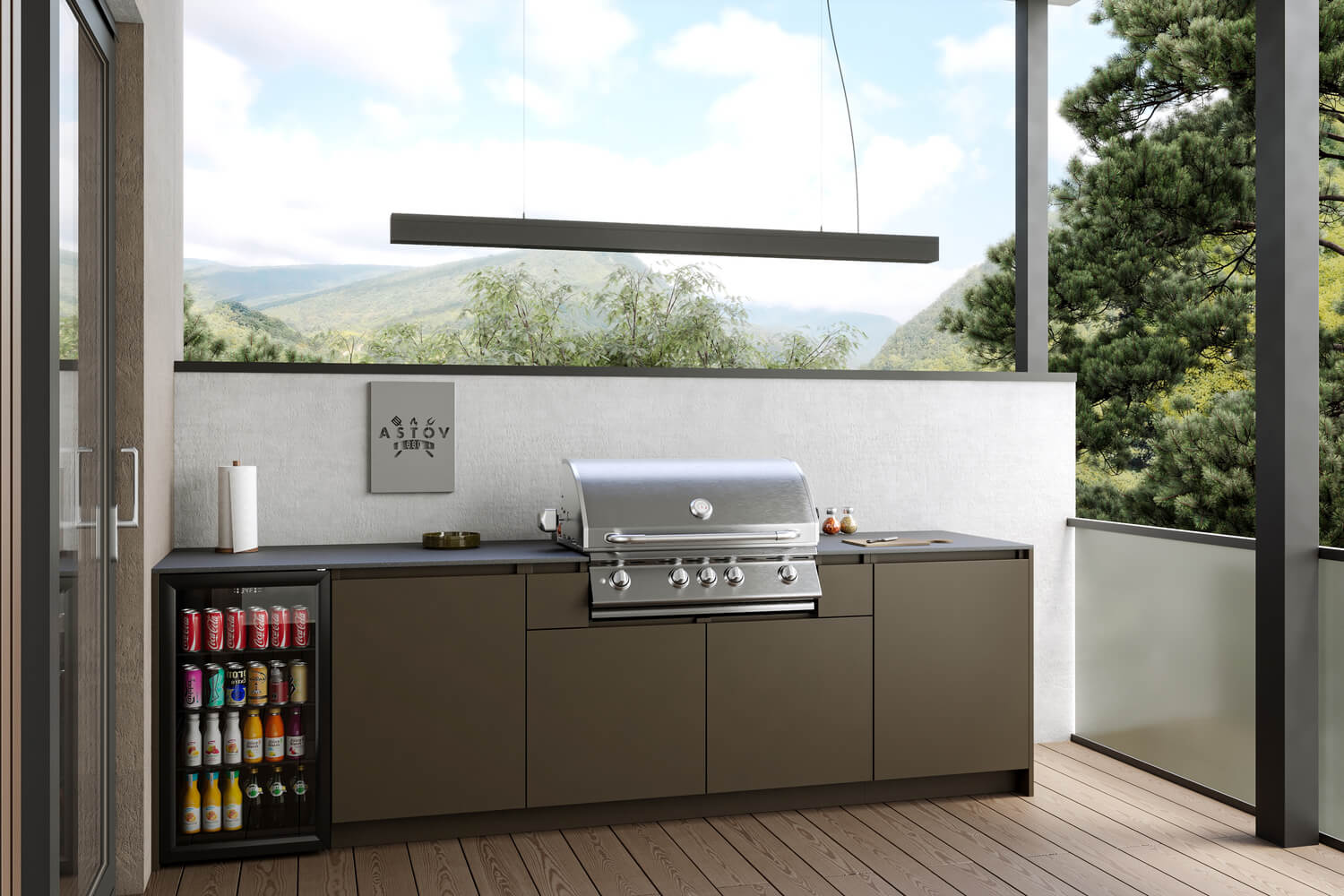 Кухня Astov BBQ № 15 (ширина 3050 мм)