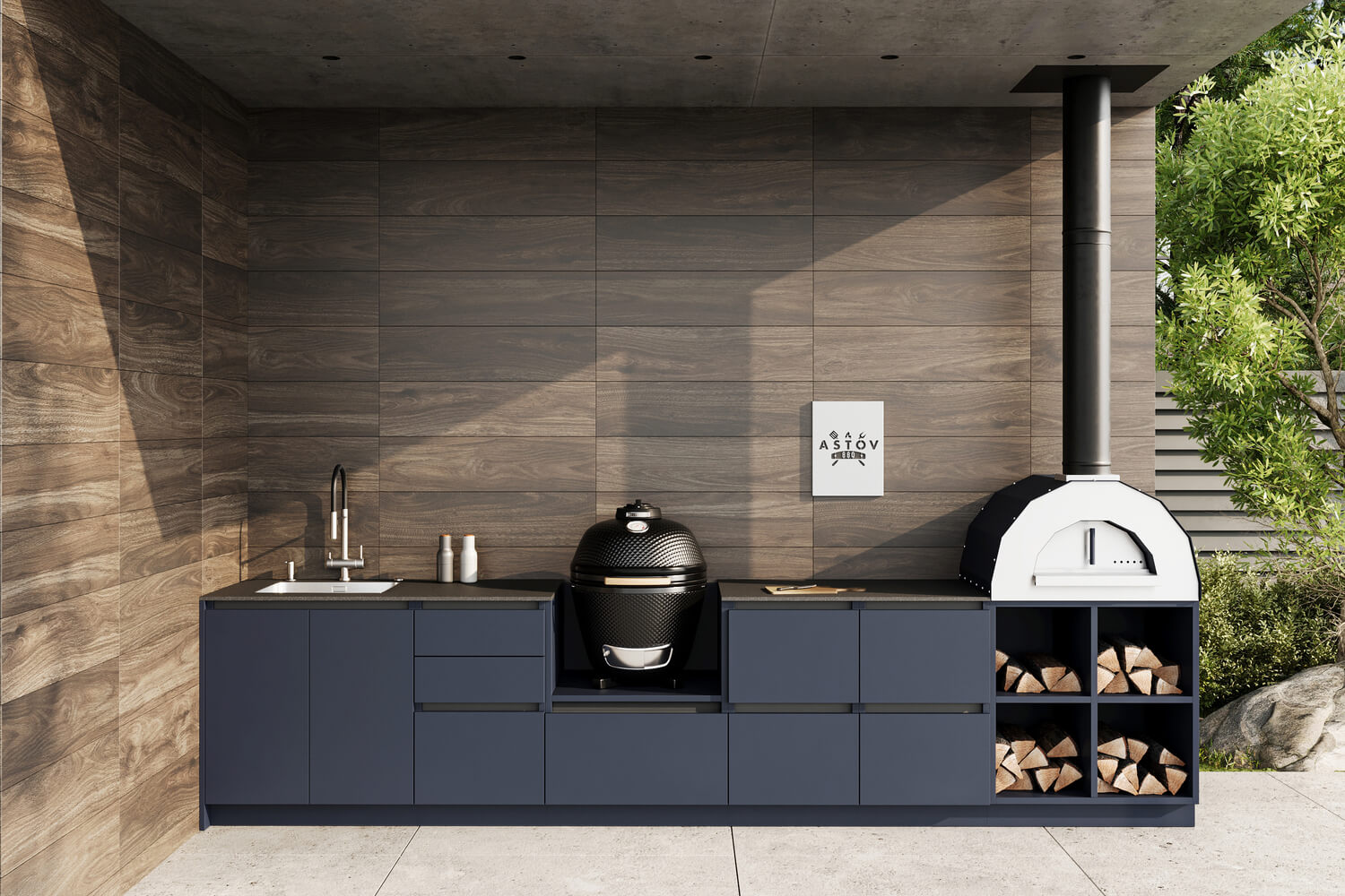 Кухня Astov BBQ № 14 (ширина 3800 мм)