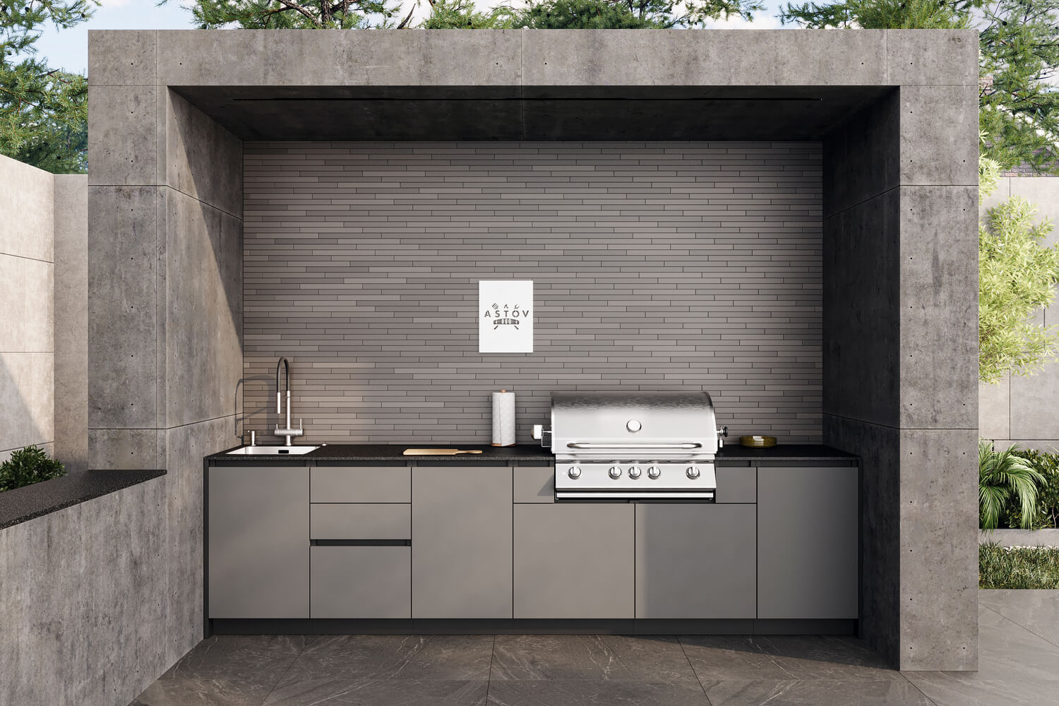 Кухня Astov BBQ № 18 (ширина 3240 мм)