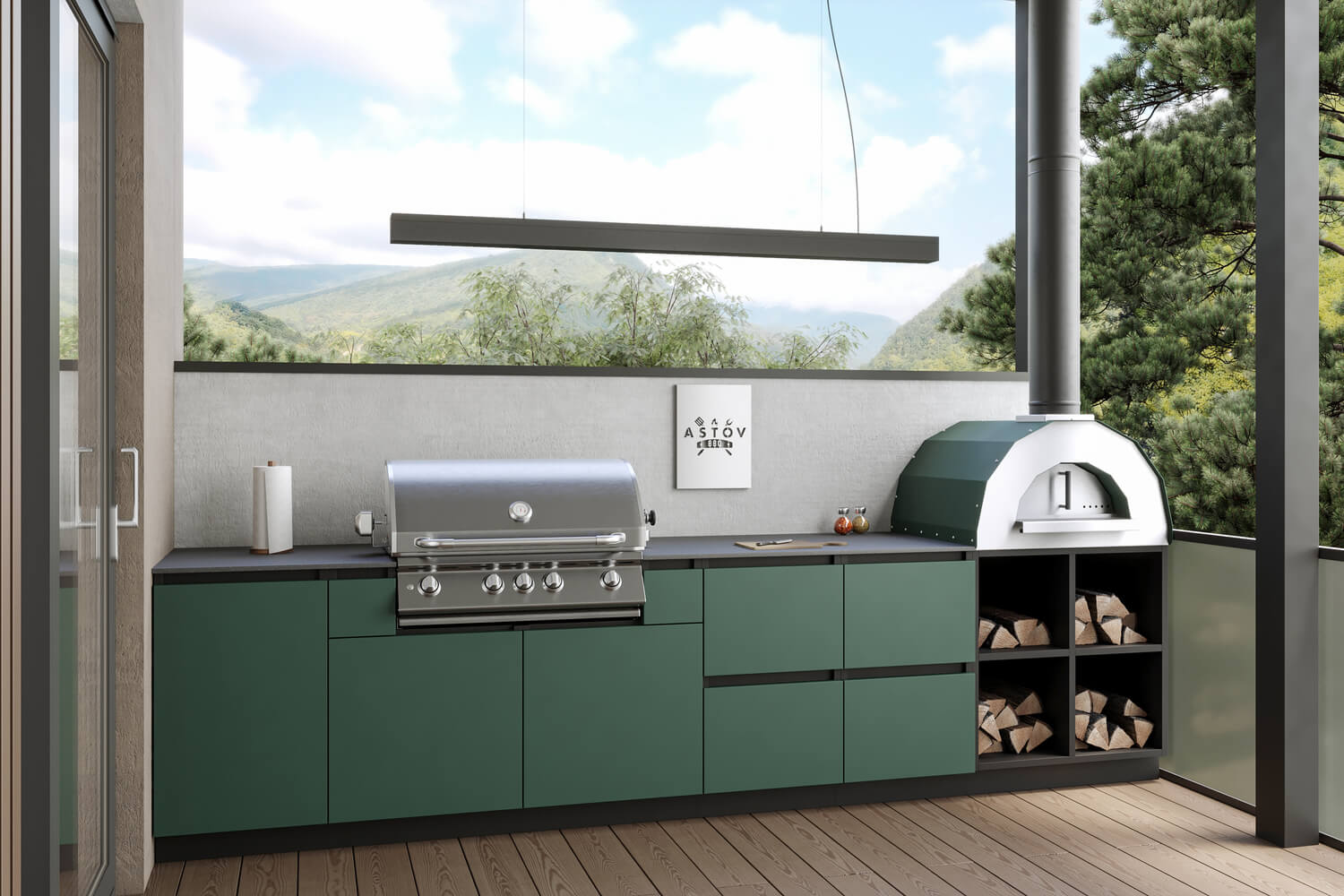 Кухня Astov BBQ № 19 (ширина 3500 мм)