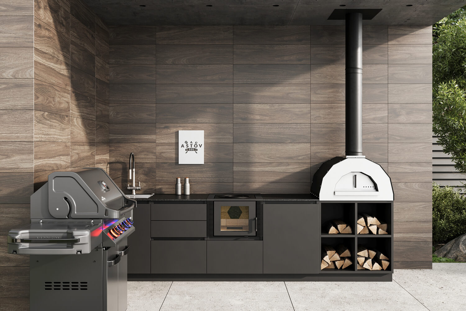 Кухня Astov BBQ № 20 (ширина 3200 мм)