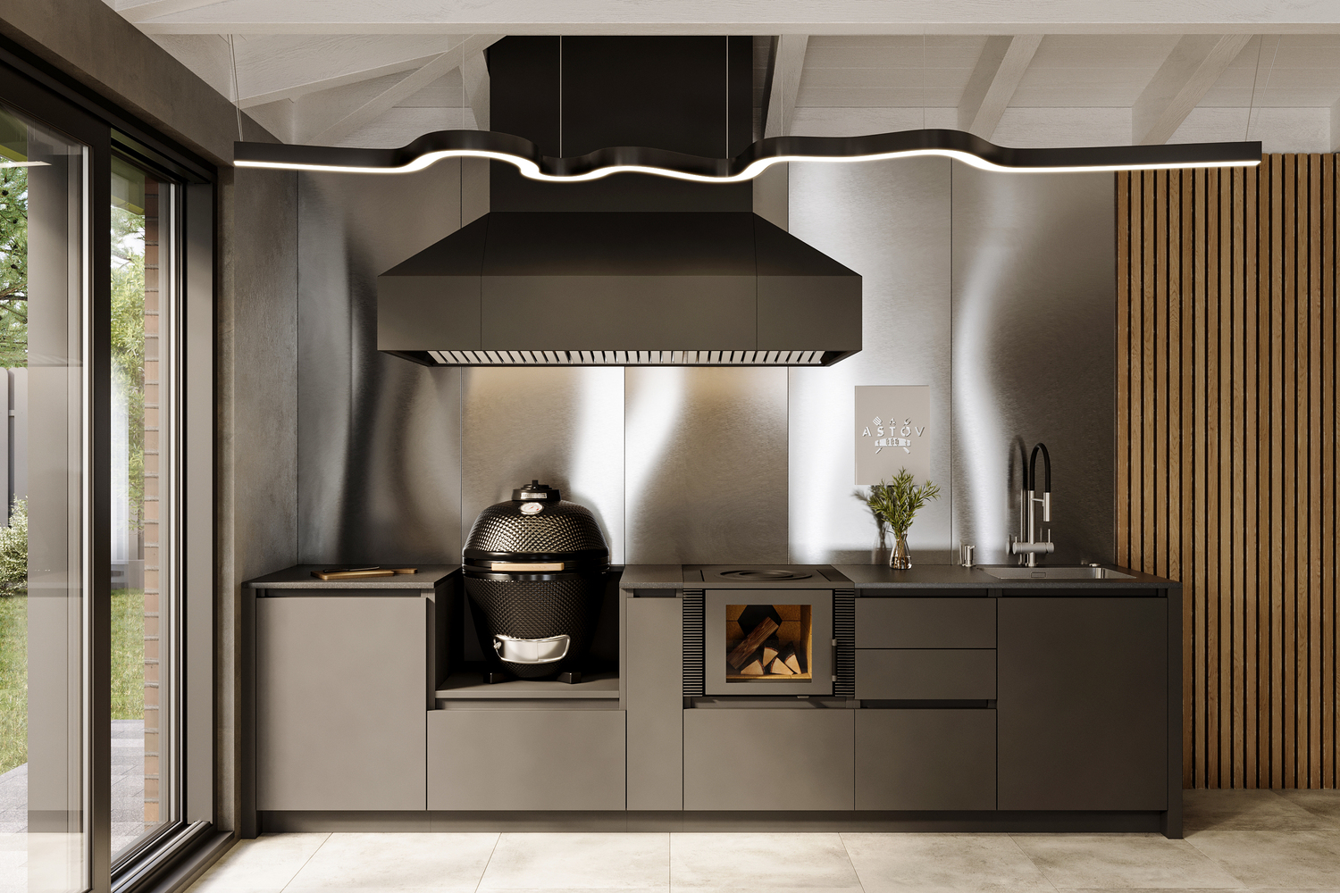 Кухня Astov BBQ № 11 (ширина 3330 мм)