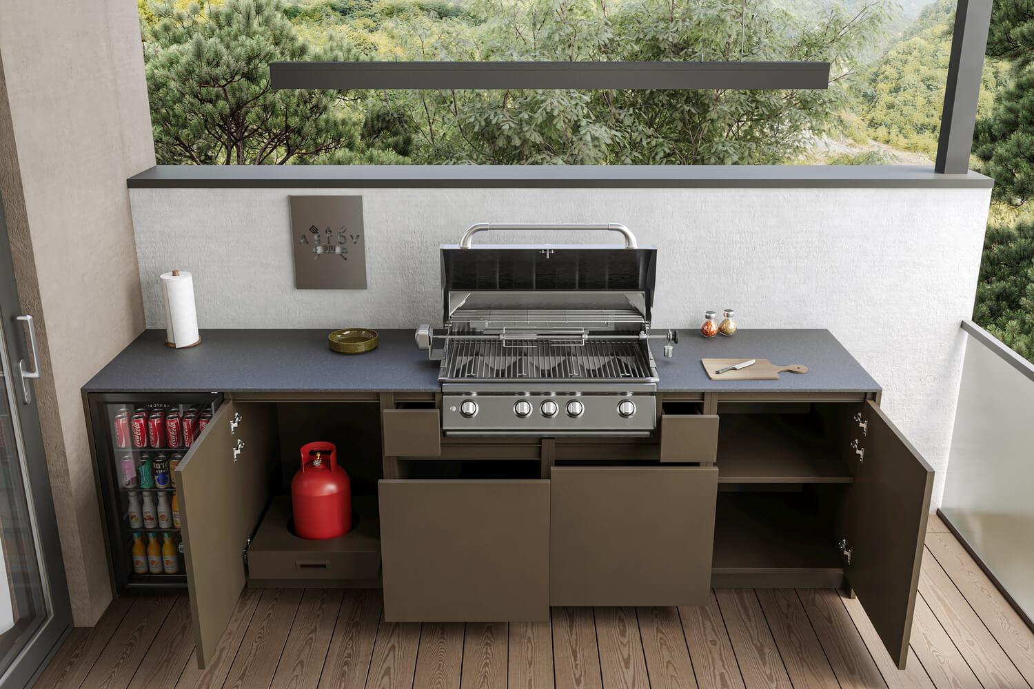 Кухня Astov BBQ № 15 (ширина 3050 мм)